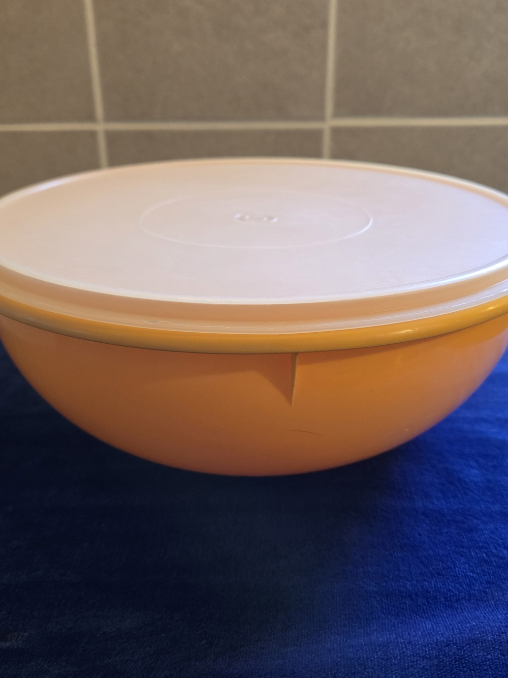 Vintage Large Yellow Tupperware Bowl with Lid